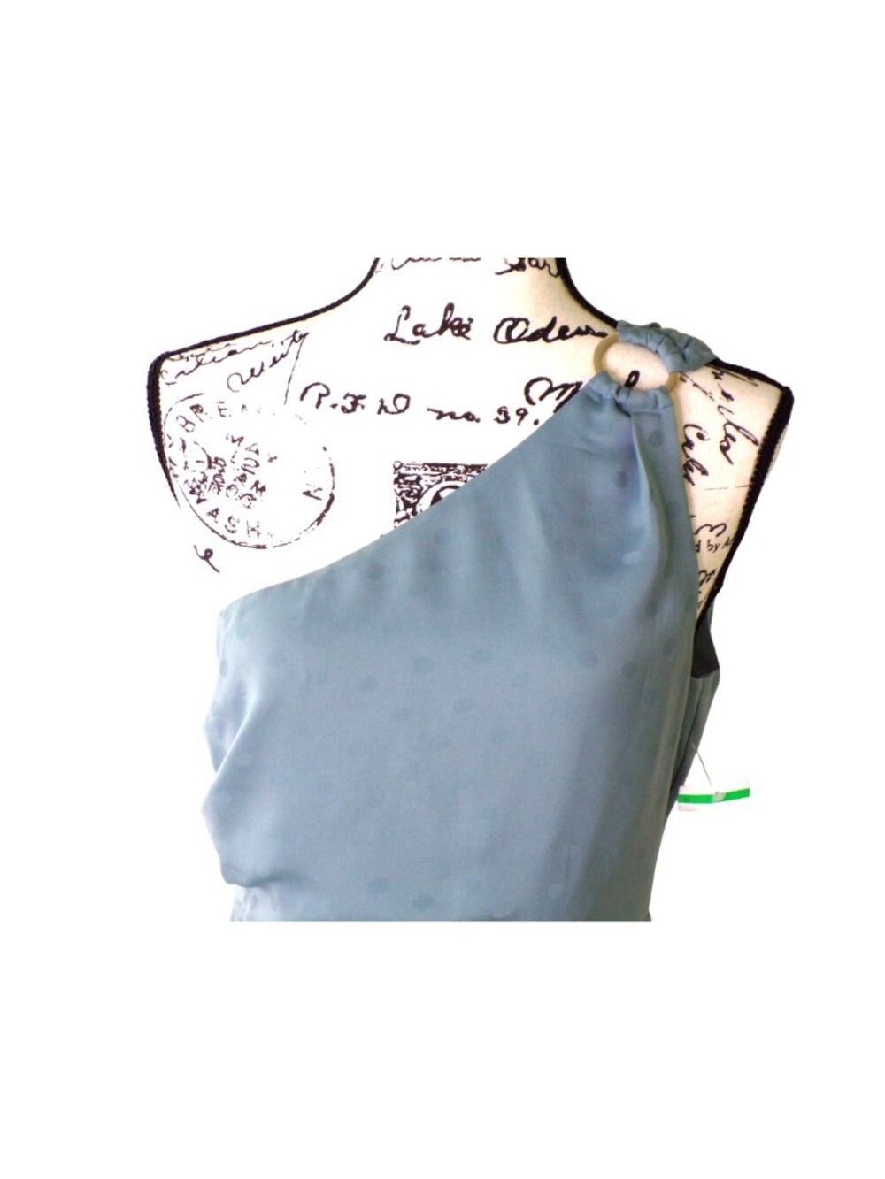 🆕FAVORITE DAUGHTER The Singles Table One Shoulder Gown Dress Polka Dot Blue 2 - Picture 11 of 16